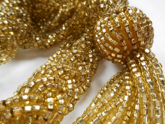 Antique Art Deco Gold Glass Bead Flapper Necklace - image 3
