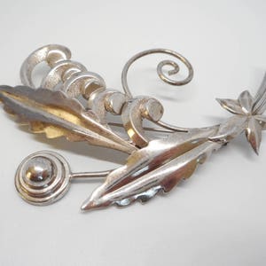 Antique Art Deco Sterling Silver Brooch Pin Large and Lovely! Circa 1940&#39;s