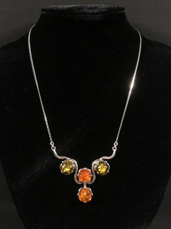 Genuine Baltic Amber Sterling Silver Necklace Gor… - image 2
