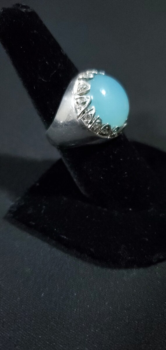 Mid Century Sterling Silver Statement Ring Opalit… - image 2