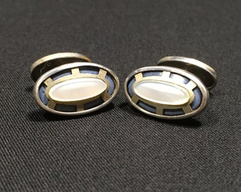 Antique Victorian Cuff Links Cufflinks Mother of Pearl Downton Abbey Gilded Age Reenactor Holidays Steampunk