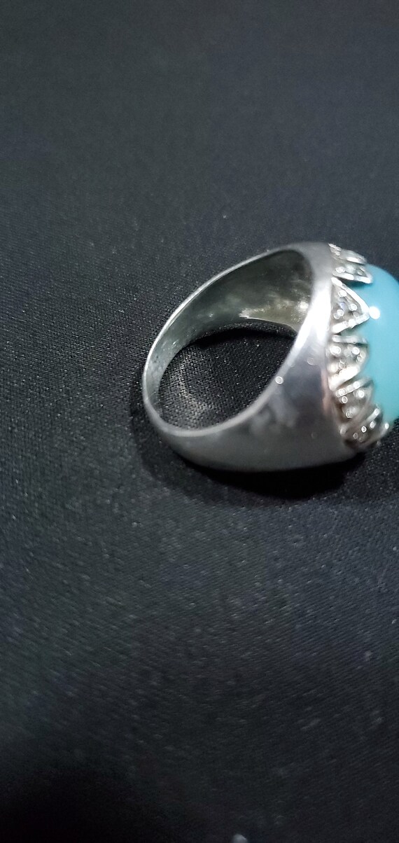Mid Century Sterling Silver Statement Ring Opalit… - image 8
