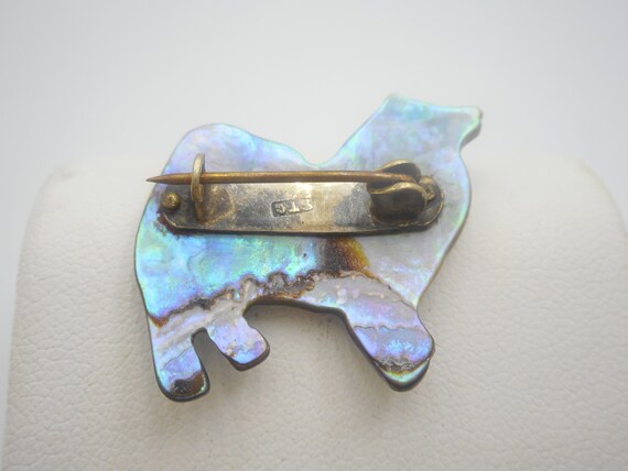 Antique Victorian Abalone Shell Llama Pin Brooch … - image 2