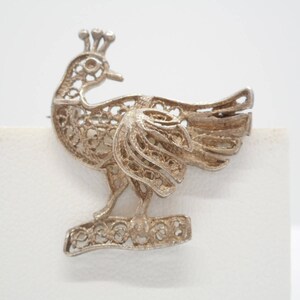 Antique Victorian Peacock Pin Brooch Sterling Silver Nice!