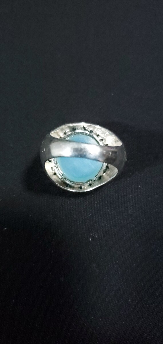Mid Century Sterling Silver Statement Ring Opalit… - image 5