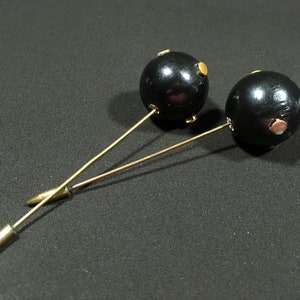 Antique Victorian Half Mourning Hat Pin Brooch Set of 2 Jewelry Art Deco Downton Abbey Steam Punk reenactor