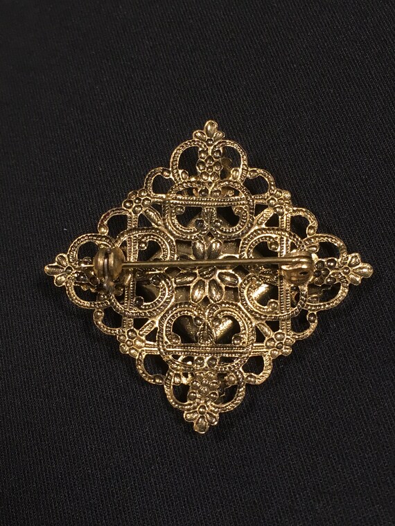 Antique Art Deco Pin Brooch Downton Abbey Gilded … - image 3