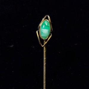 Antique Victorian Gold Filled Stick Hat Pin Brooch Art Glass Downton Abbey Gilded Age Bridgerton Holiday Wedding Gift Graduation Birthday