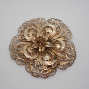 Antique Victorian Edwardian Art Deco Sterling Silver Flower Brooch Pin 925
