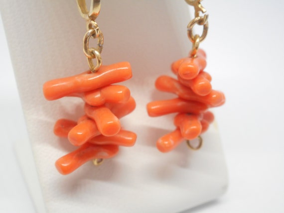 Antique Victorian Art Deco Genuine Coral Earrings… - image 5