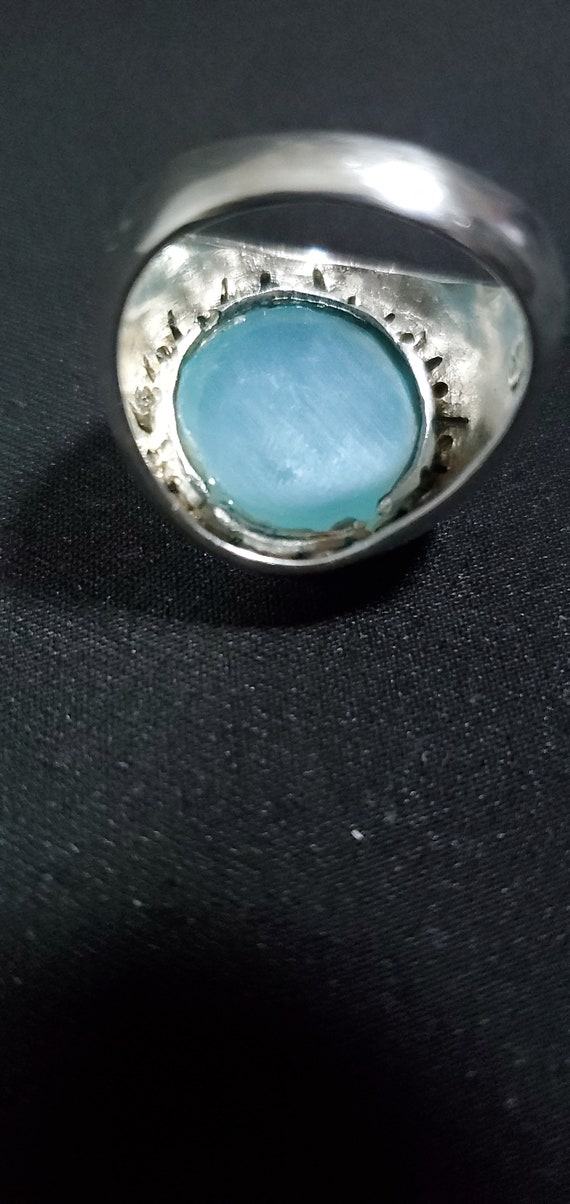 Mid Century Sterling Silver Statement Ring Opalit… - image 6