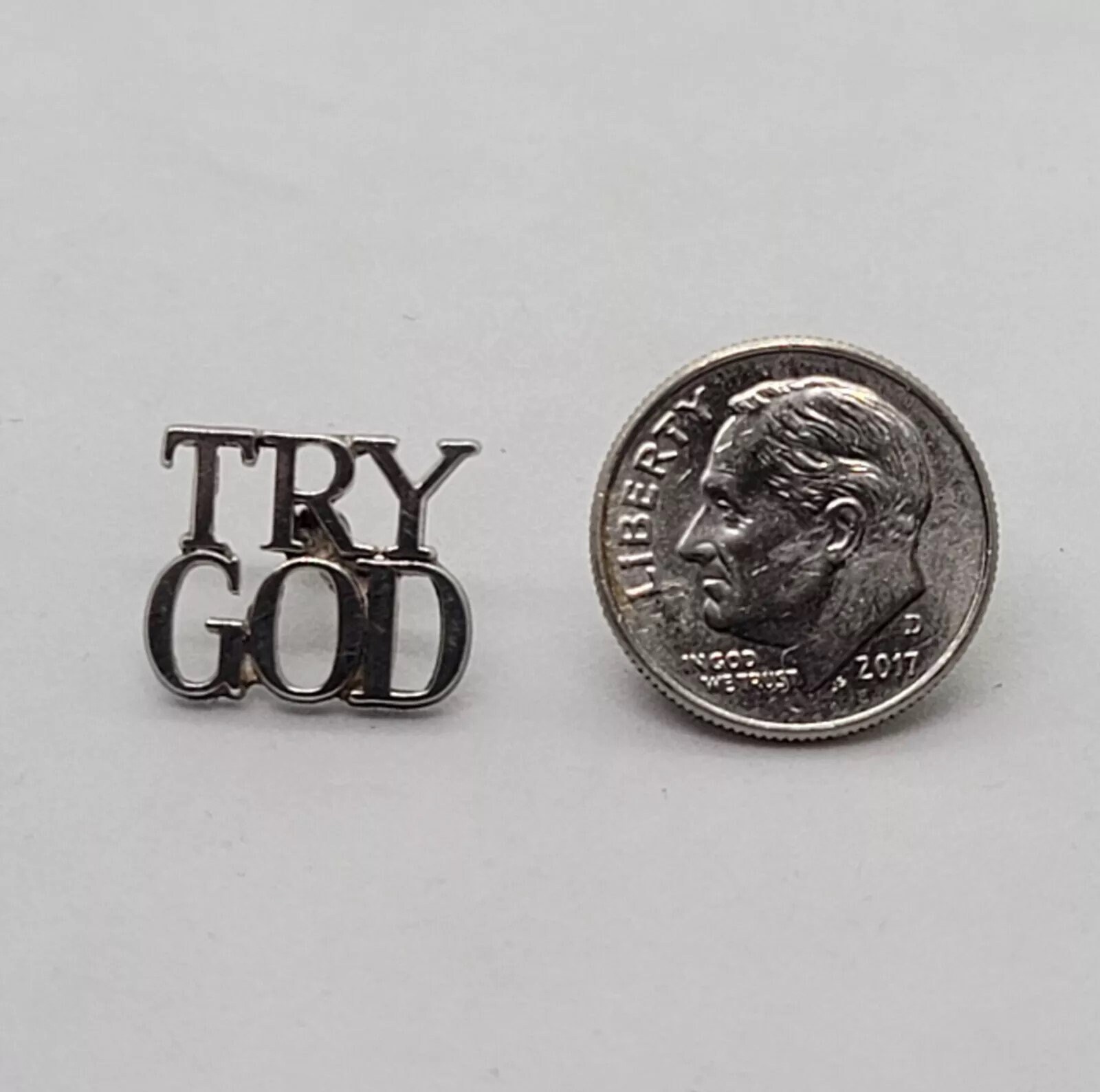 Vintage Tiffany & Co. Sterling Silver TRY GOD Lapel Pin Tie