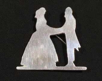 Silhouette Pin Brooch Vintage Mid Century Sterling Silver Artisan