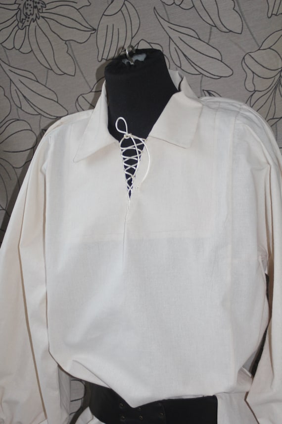 Black Linen Pirate or Renaissance Shirt for Adults Size XL 44-46 chest Black Linen Pirate or Renaissance Shirt for Adults Size XL 44-46 chest