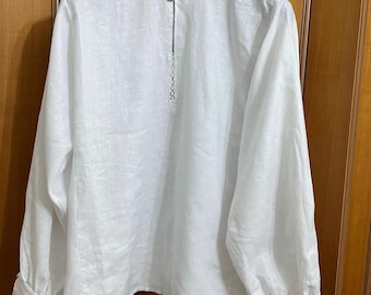 Men's White Linen Renaissance Shirt: Pirate Victorian Clothing