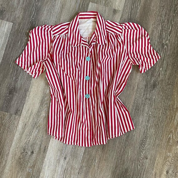 1940s Puff Sleeve Daisy Print Blouse | XS/S