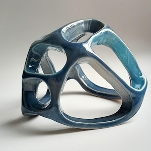 Blue Ceramic Aquarium Decor: Handmade Fish Tank Ornament