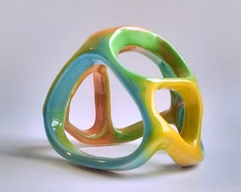 Ceramic aquarium accessory. Fish aquarium decor. Colorful ceramics.