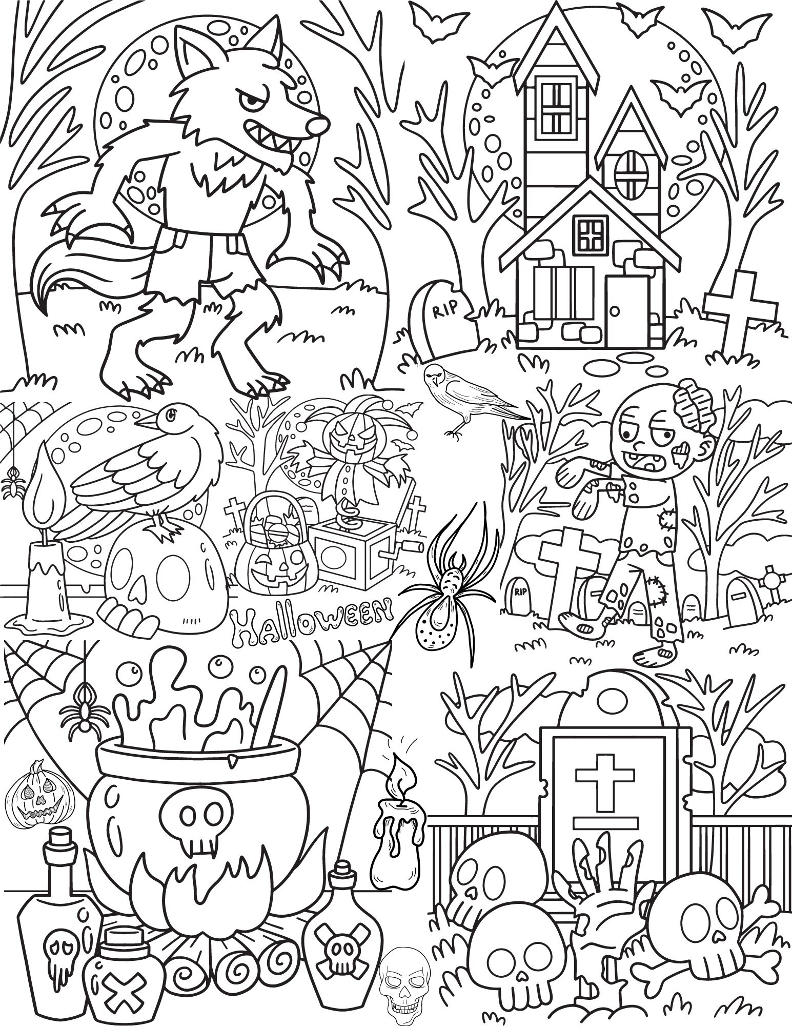 Halloween Printable Coloring Page - Etsy