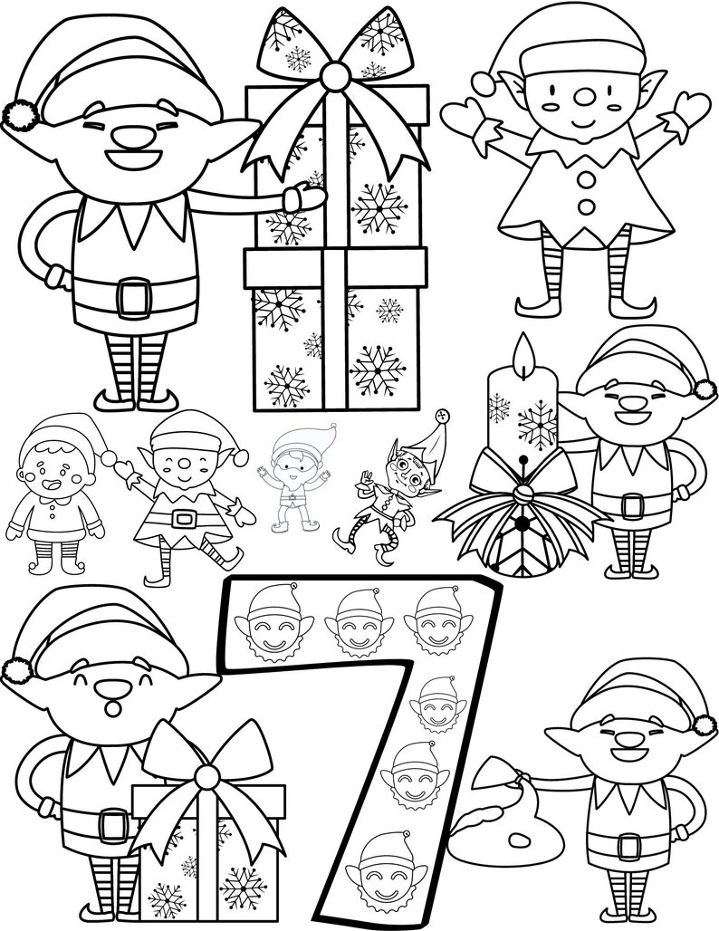 Christmas Advent Countdown Coloring 25 Pages Printable Digital - Etsy