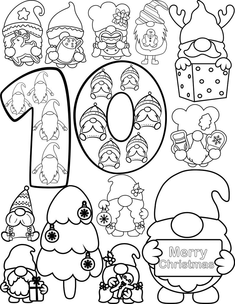 Christmas Advent Countdown Coloring 25 Pages Printable Digital - Etsy