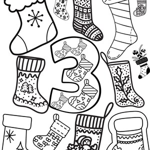 Christmas Advent Countdown Coloring 25 Pages Printable Digital - Etsy
