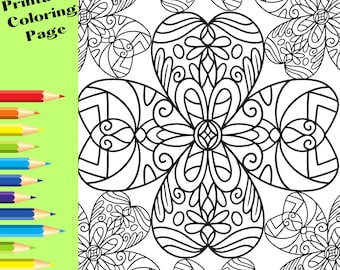Clover Mandala Printable Coloring page | Adult Coloring | St. Patrick's Day