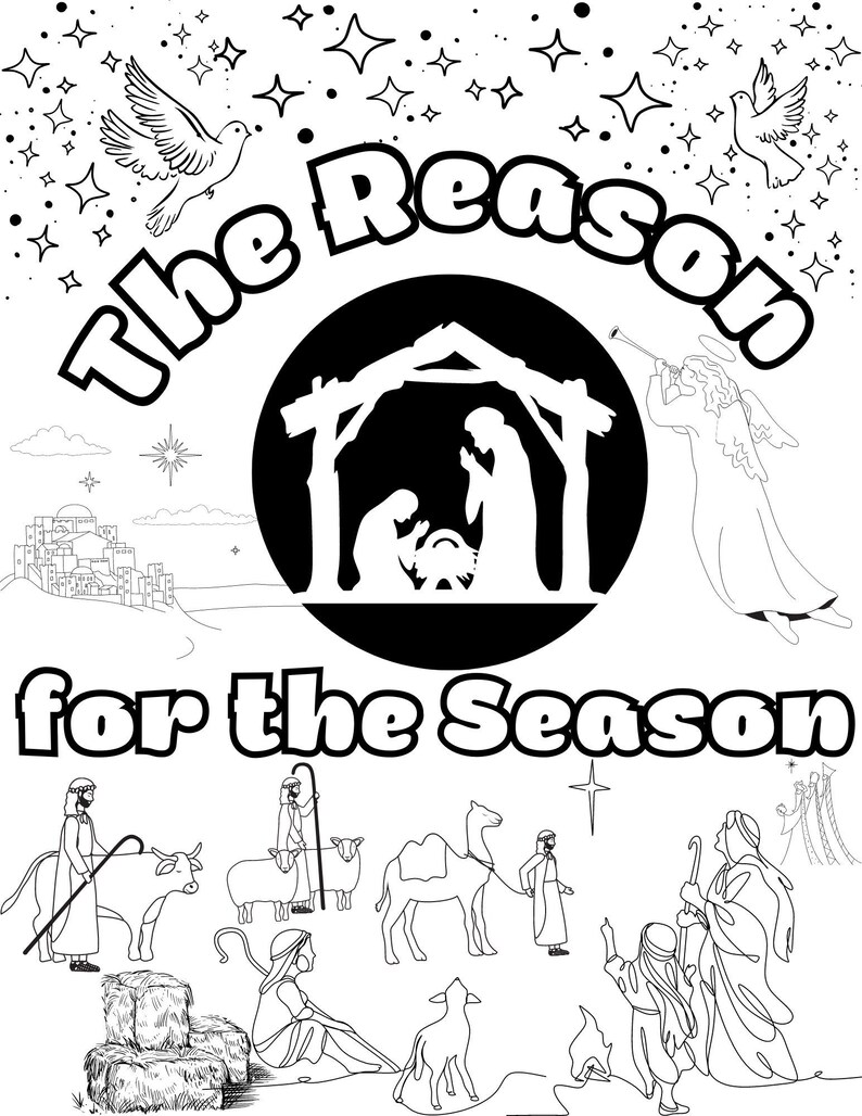 The Reason for the Season Coloring Page Adult Jesus Christmas Holiday ...