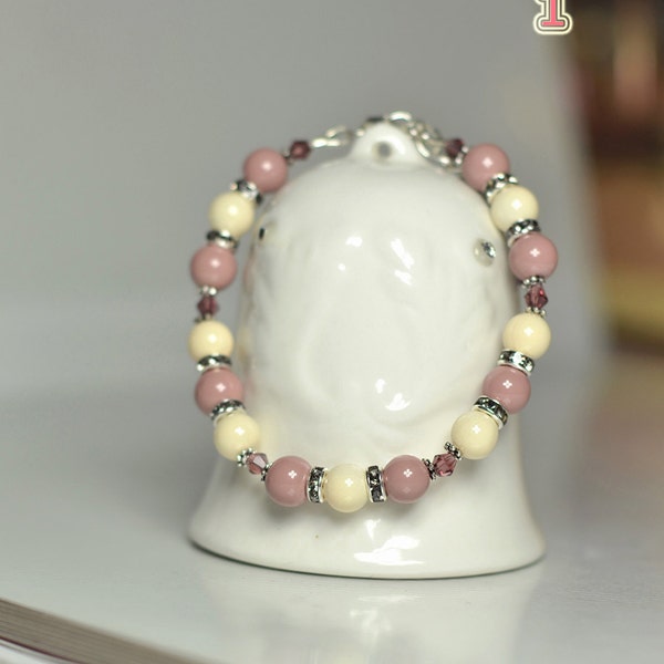 Cuentas bracelet| Gift|for her| Bracelet| de las mujeres Pulsera beige, café y rosybrown
