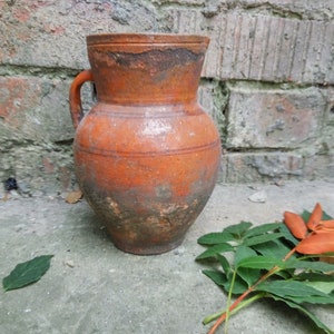 Antique vase Pottery anniversary gifts Primitive antiques clay vase Ceramic crock vase Country vase Rustic home decor Farmhouse ceramics
