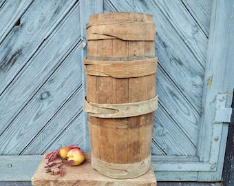 Wooden floor vase Primitive antique holder Country umbrella stand Wooden tall vase  Rustic home decor Farmhouse Old wood cottage decor