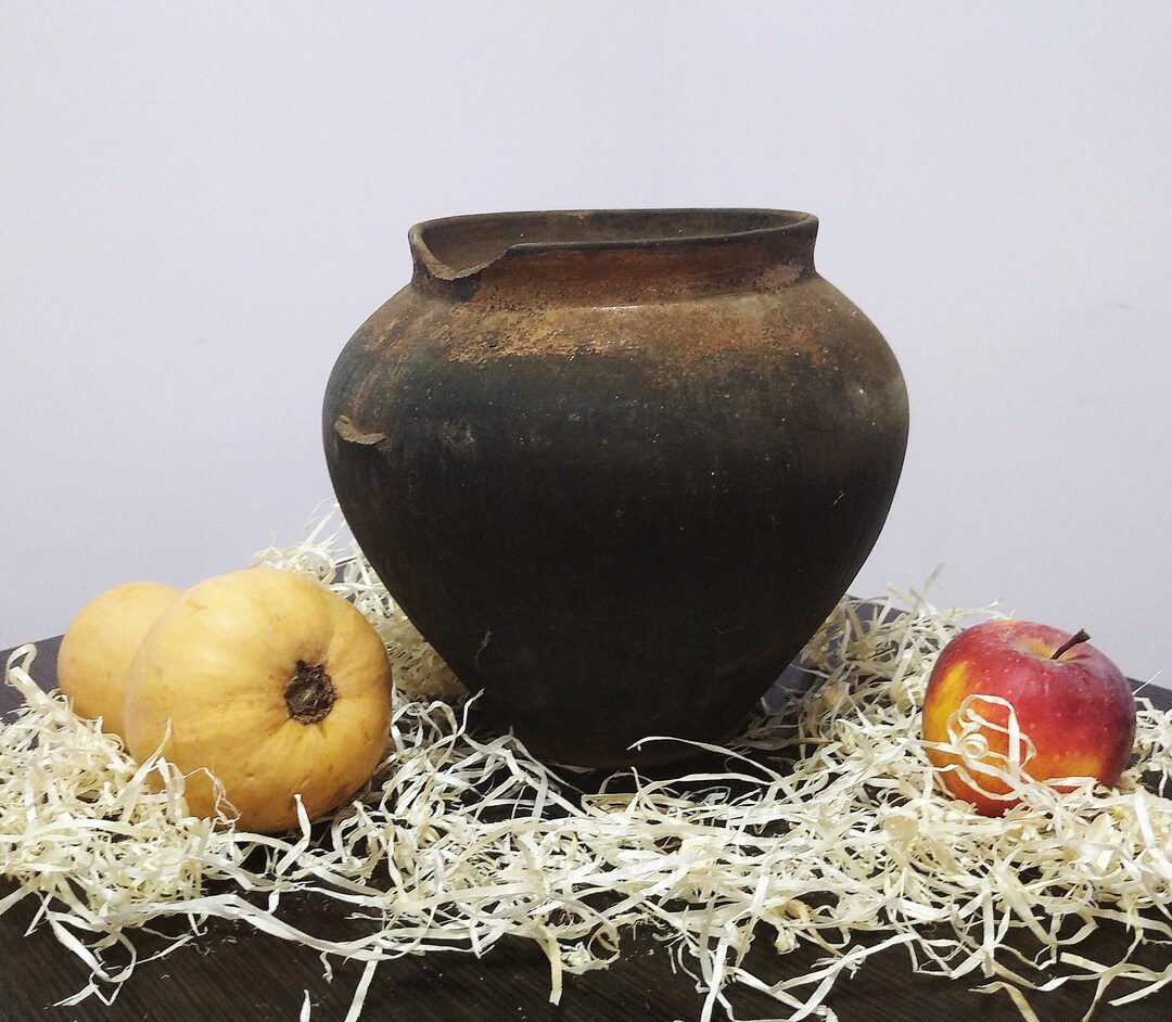 Antique Crock Vase Pottery Anniversary Gifts Primitive Etsy