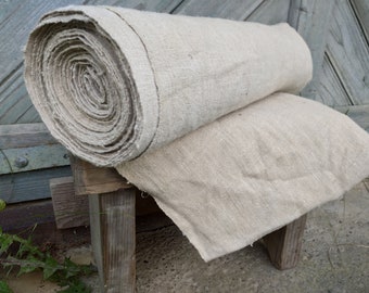Tela de cáñamo antigua, rollo de 9 yardas y 19 pulgadas. Tela rústica, saco de grano, lino fino, lona orgánica tejida a mano, estilo étnico primitivo, material de cáñamo blanco roto.