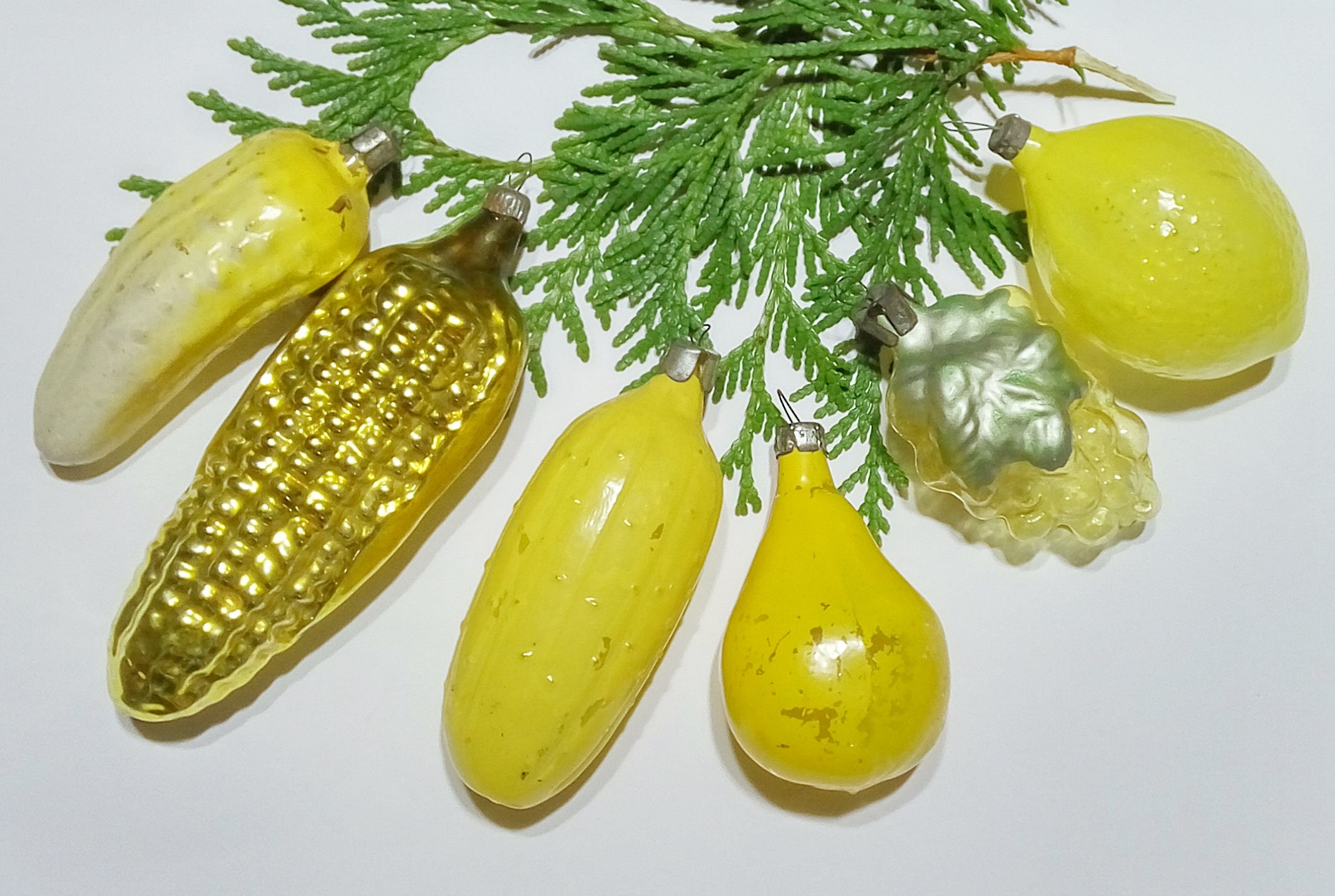 Vintage Christmas ornaments set of six glass vegetables Xmas Etsy