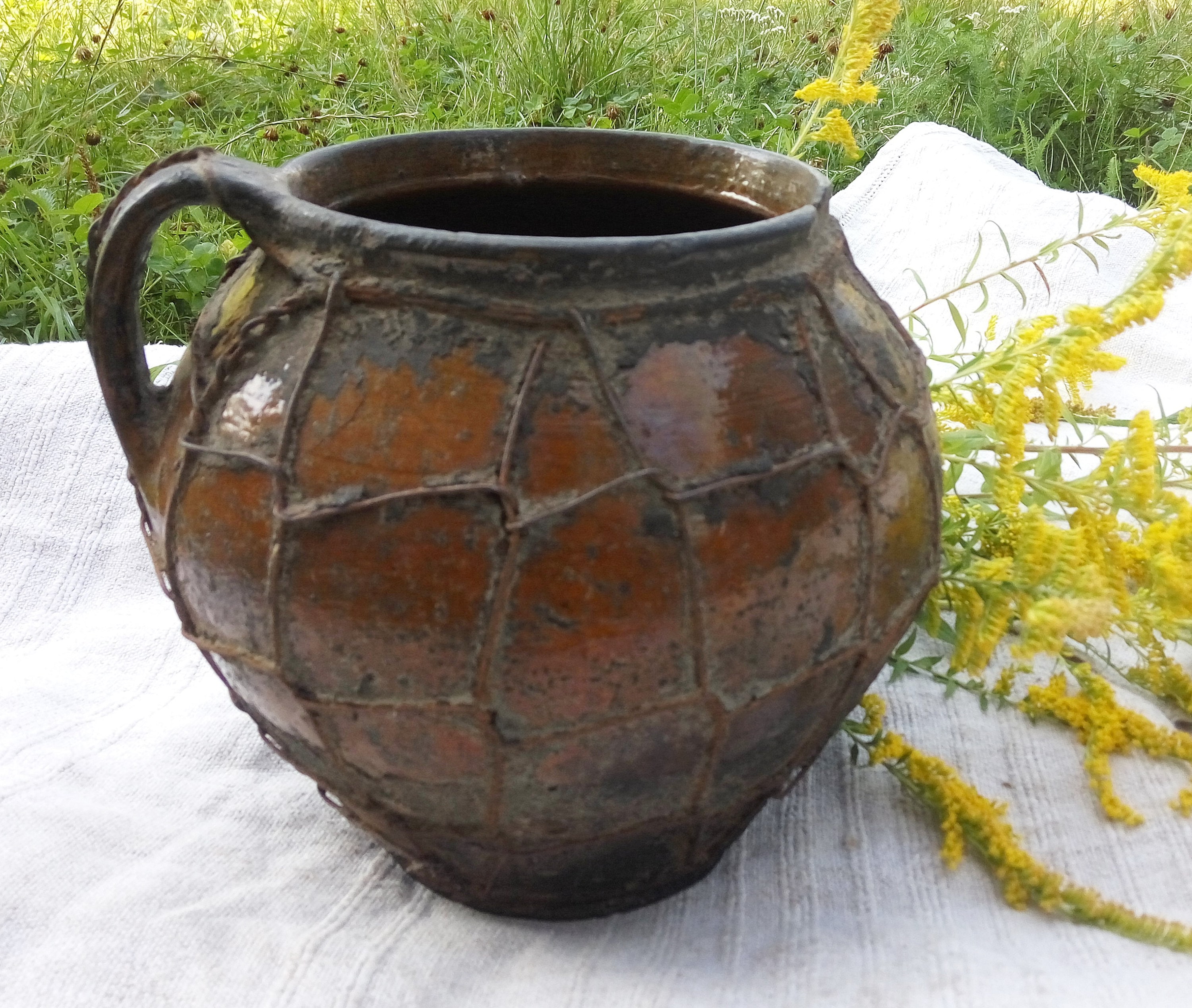 Antique clay pot Ceramic vase Primitive antiques crock Old jug Etsy