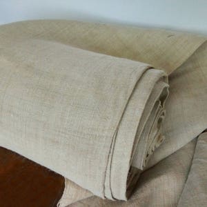 Antique hemp fabric Homespun cloth Grain sack fabric Thin linen Organic handwoven canvas Primitive ethnic fabric Off white Old hemp material image 2