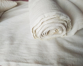 Antique Homespun Linen Hemp Fabric Vintage Cloth Roll 9 yrds 16" Soft Off-White Hand-Loomed Material