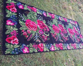 Runner rug Antique hand woven rug runner Tribal rug Bohemian rug Organic area rug Hearth rug Aztec rug Primitive wool rug Rustic home decor