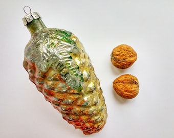 Christmas ornaments Large stout glass cone Xmas tree decorations Vintage ornament Gift for kids Antique gifts Woodland decor