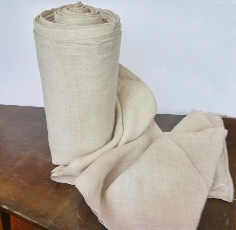 Antique hemp fabric Homespun cloth Grain sack fabric Thin linen Organic handwoven canvas Primitive ethnic fabric Off white Old hemp material image 3