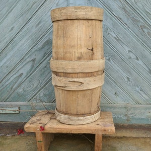 Antique floor vase Primitive umbrella stand Country cottage decor Wooden tall vase Rustic home decor Farmhouse umbrella holder Old wood vase