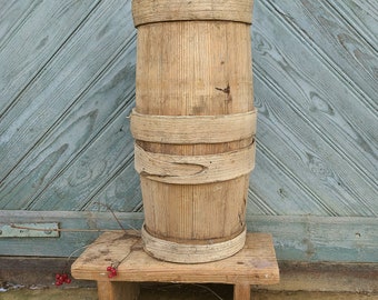 Antique floor vase Primitive umbrella stand Country cottage decor Wooden tall vase Rustic home decor Farmhouse umbrella holder Old wood vase