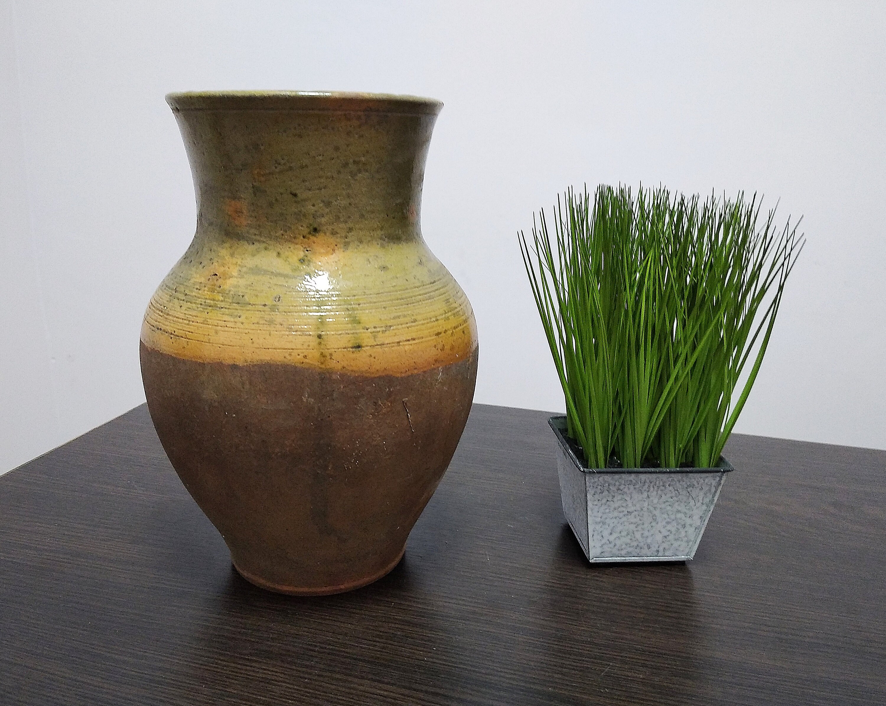 Antique Crock Vase Pottery Anniversary Gifts Primitive Etsy