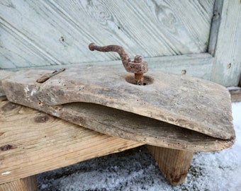 Primitive wooden grip Antique vise Vice Large claw Old Wood tool Rustic wall hanging Farmhouse decor Man cave Ancient Country Workshop
