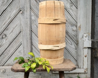 Wooden floor vase Primitive antique Country umbrella stand Tall vase Rustic home decor Farmhouse umbrella holder Old cottage Wood decor