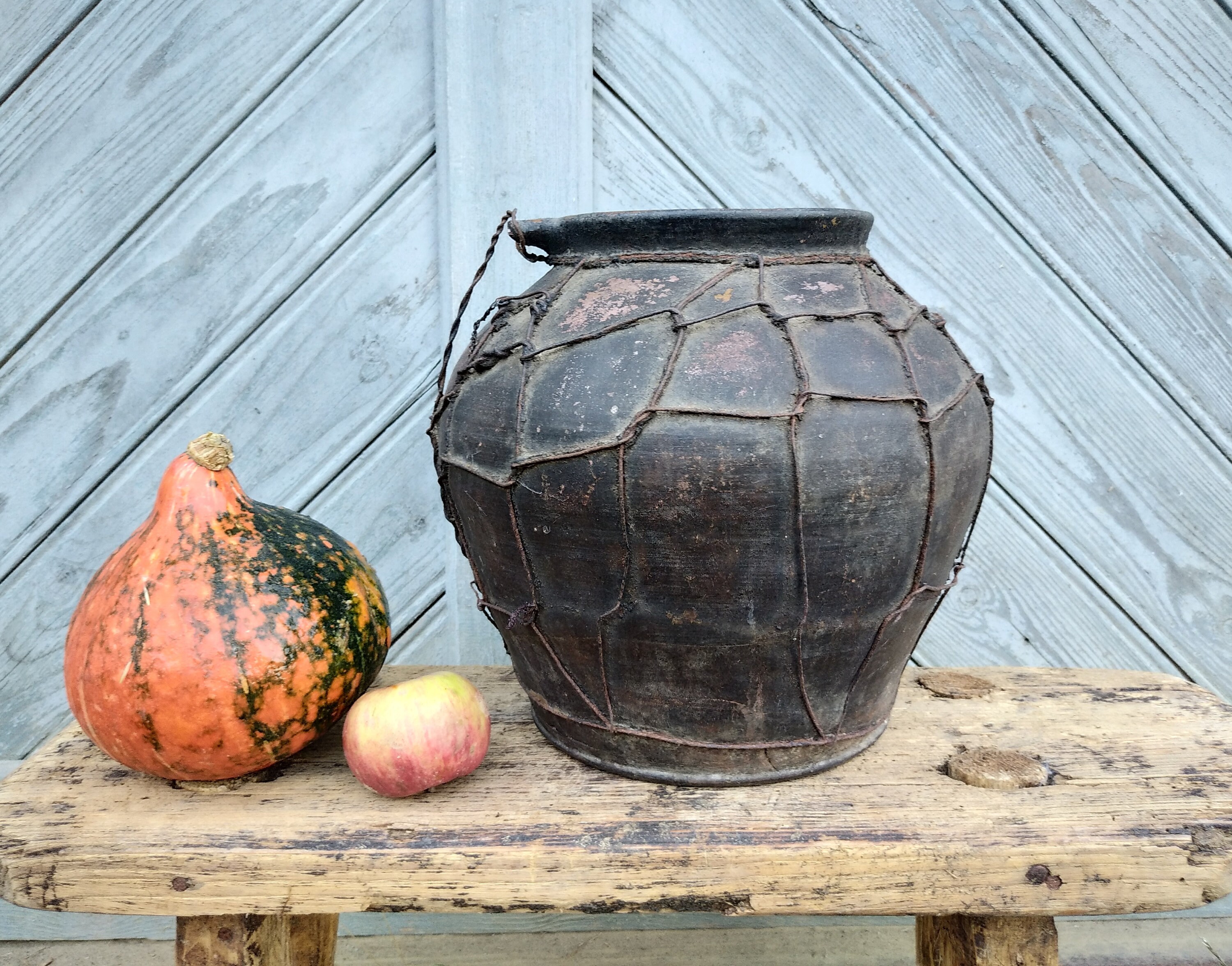 Vintage Clay Pot Antique Crock Vase Primitive Pottery Decor Etsy