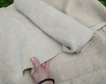 Antique nettle fabric 6 yards 24" roll Homespun cloth Grain sack Thick linen Organic handwoven canvas Primitive ethnic Gray upholstery