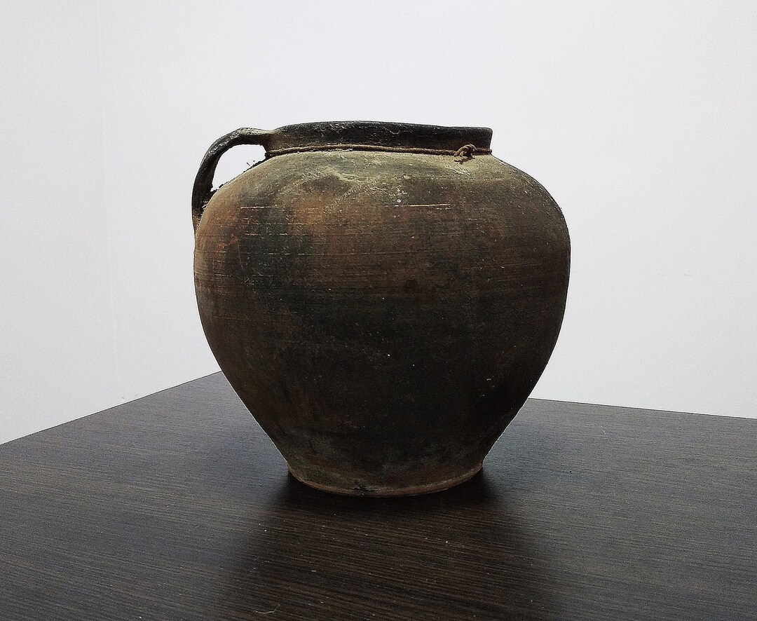 Antique Crock Vase Pottery Anniversary Gifts Primitive Antiques Clay