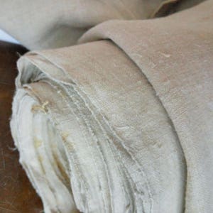 Antique hemp fabric Homespun cloth Grain sack fabric Thin linen Organic handwoven canvas Primitive ethnic fabric Off white Old hemp material image 10