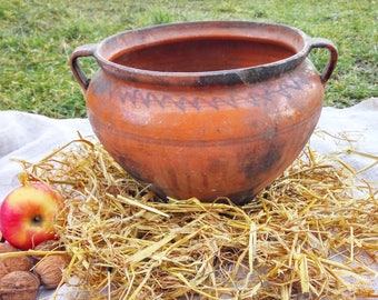 Antique bowl Ceramic bowl Rustic salad bowl Primitive antiques Country decor Kitchen primitives decor Rustic wedding decor Rustic home decor